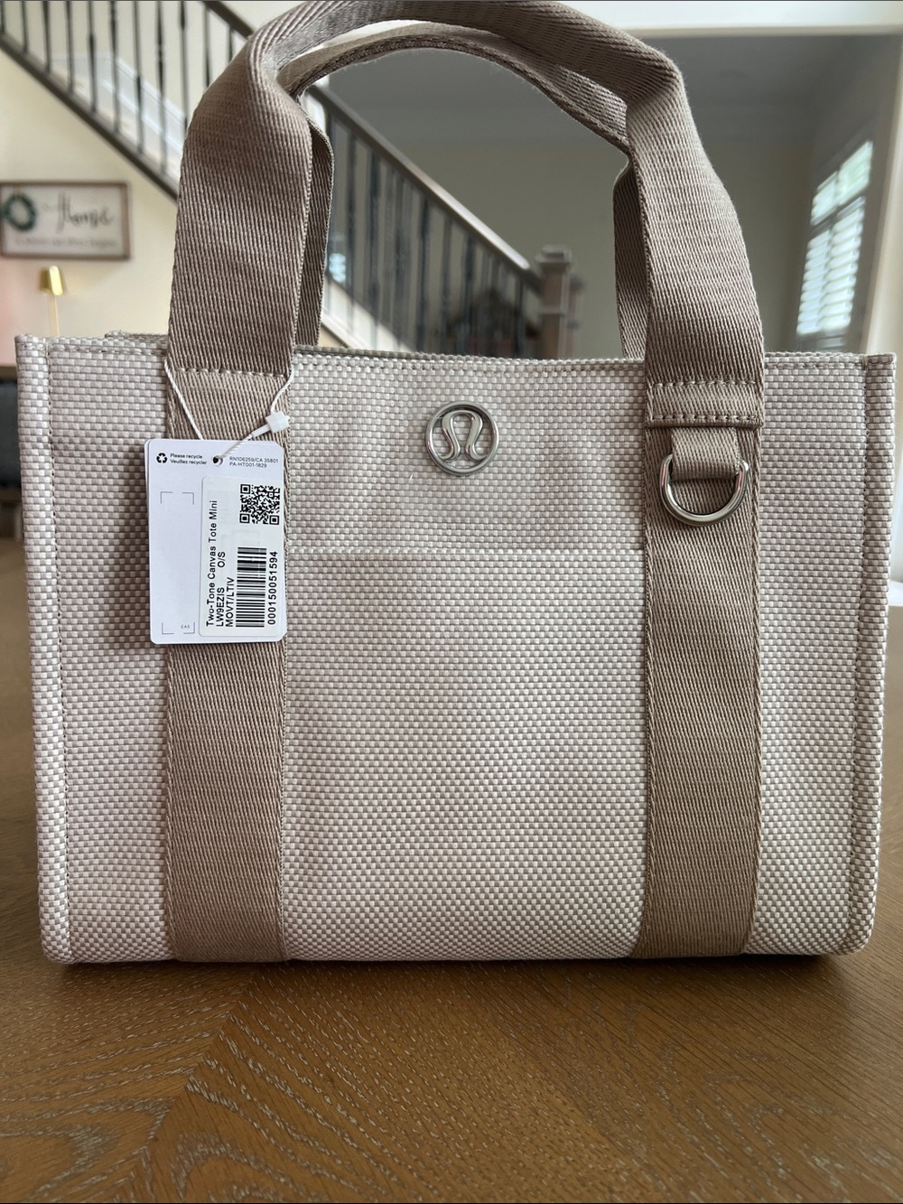 lululemon athletica Cream and Beige Canvas Tote